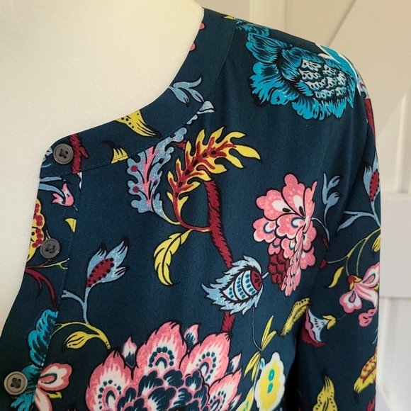 LOFT Dresses Loft Dark Green Floral Button Up Dress Size 4 Poshmark